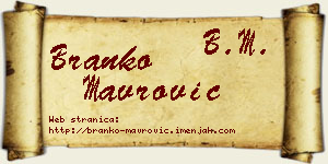 Branko Mavrović vizit kartica